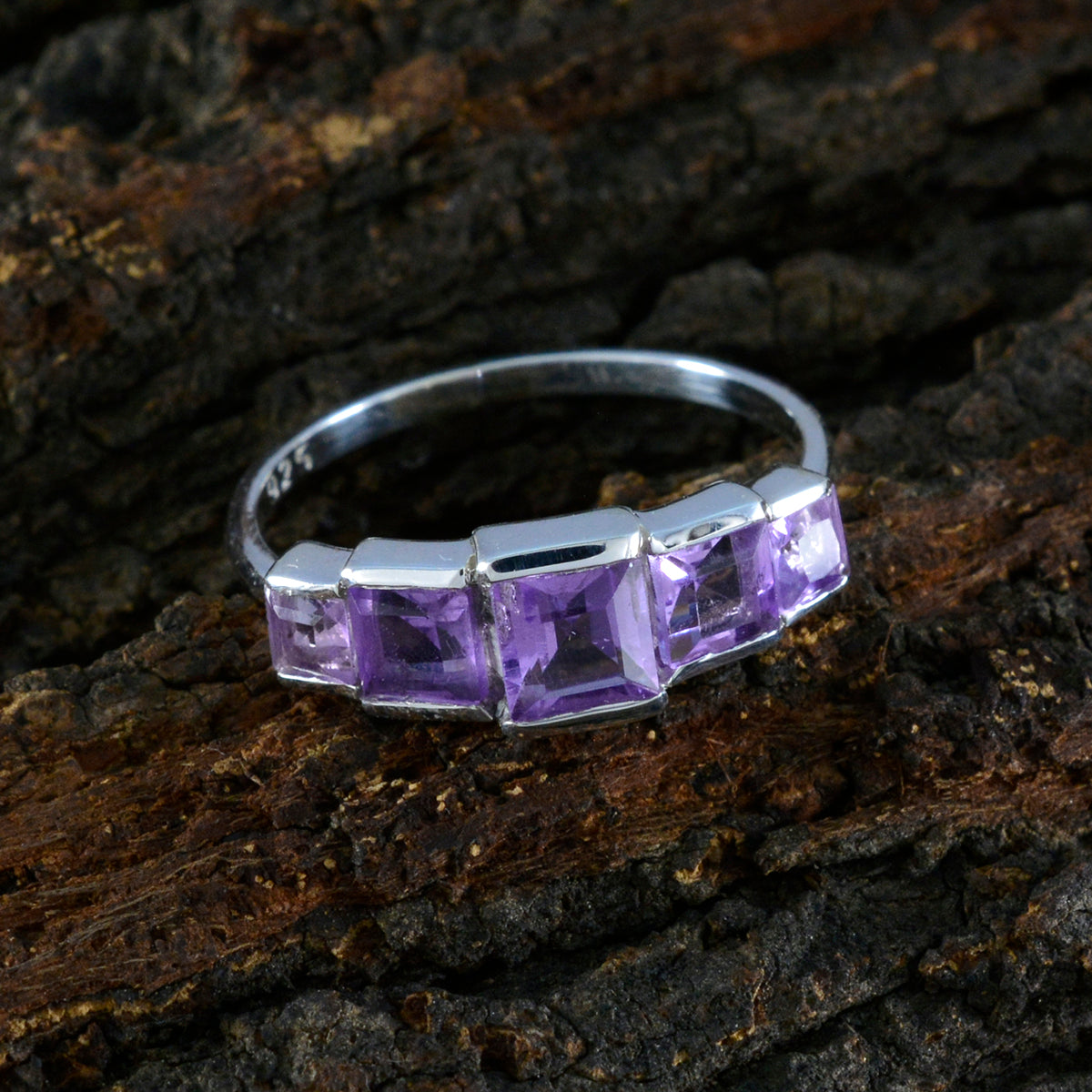 Amethyst Penta Turkish Sterling Silver Purple Gemstones Delicate Luxurious Ring Jewellery