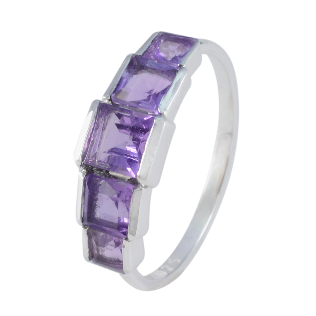 Amethyst Penta Turkish Sterling Silver Purple Gemstones Delicate Luxurious Ring Jewellery