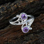 Amethyst Toi et Moi Indian Silver Purple Gems Slim Trendy Ring Jewellery