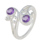 Amethyst Toi et Moi Indian Silver Purple Gems Slim Trendy Ring Jewellery