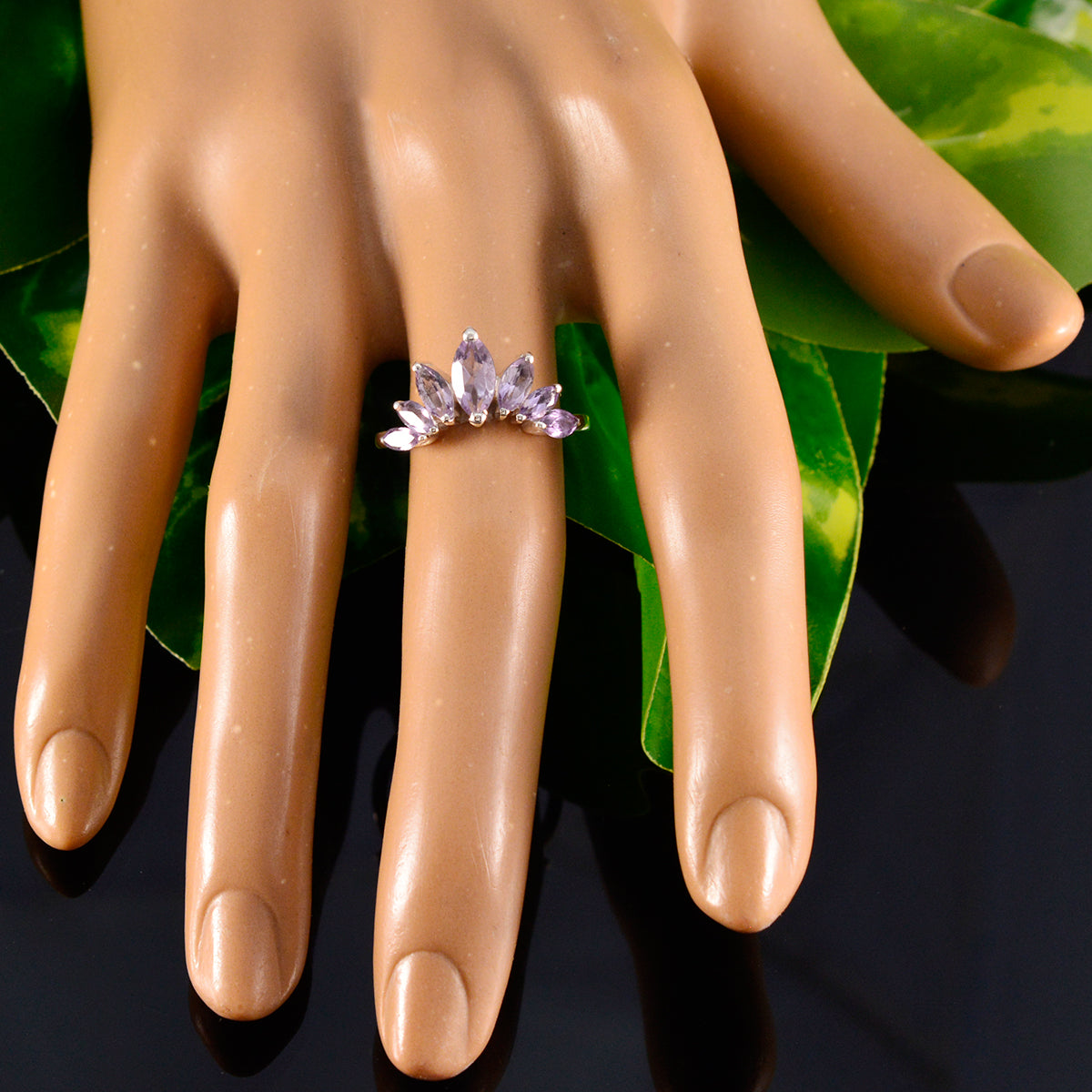 Amethyst Hepta Turkish 925 Silver Purple Gemstones Dainty crown Ring Jewellery