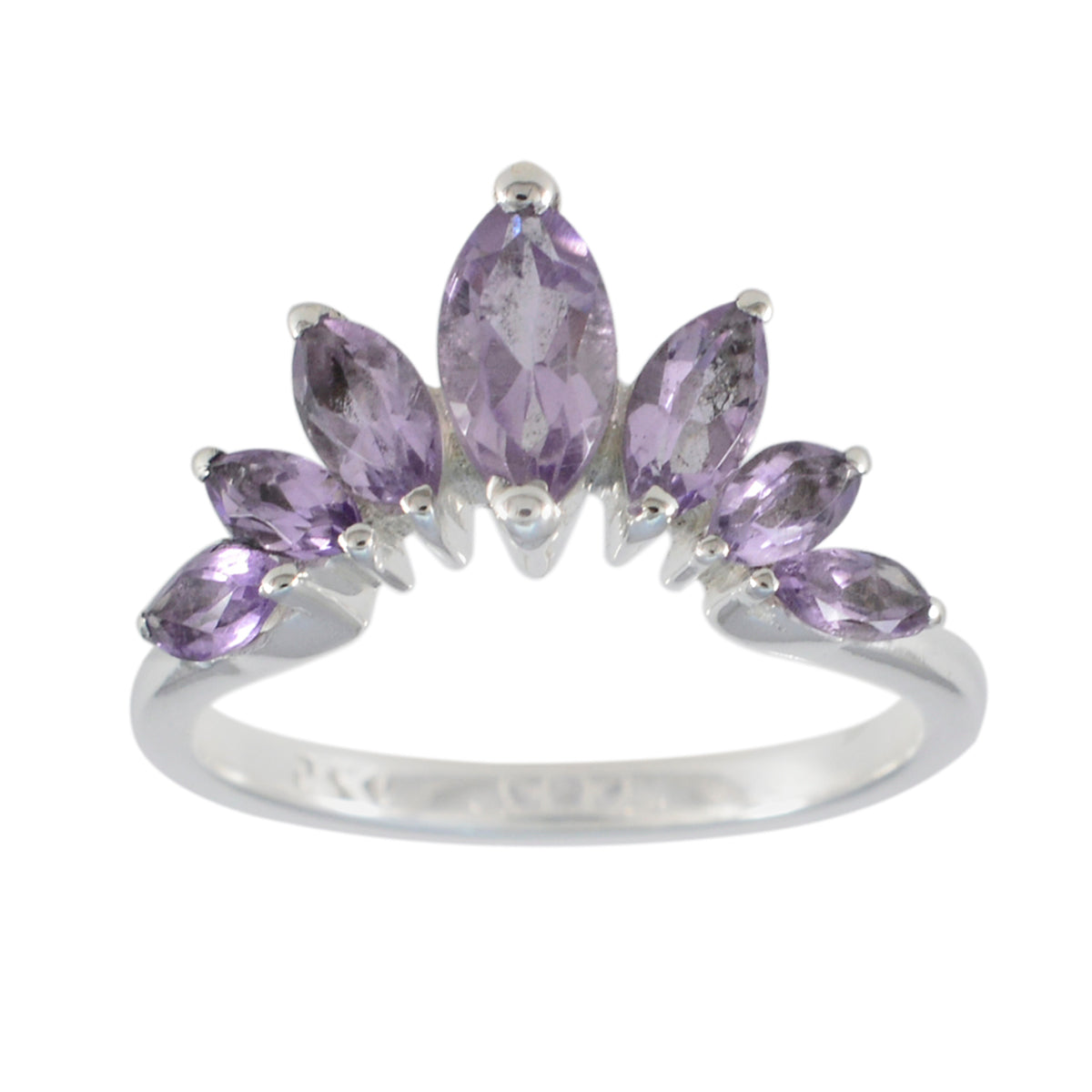 Amethyst Hepta Turkish 925 Silver Purple Gemstones Dainty crown Ring Jewellery