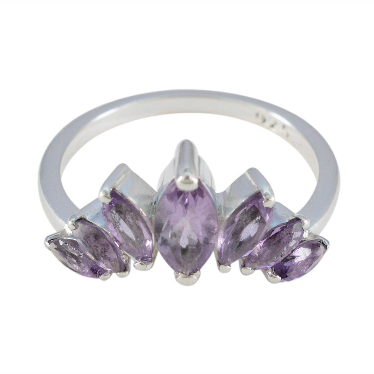 Amethyst Hepta Turkish 925 Silver Purple Gemstones Dainty crown Ring Jewellery