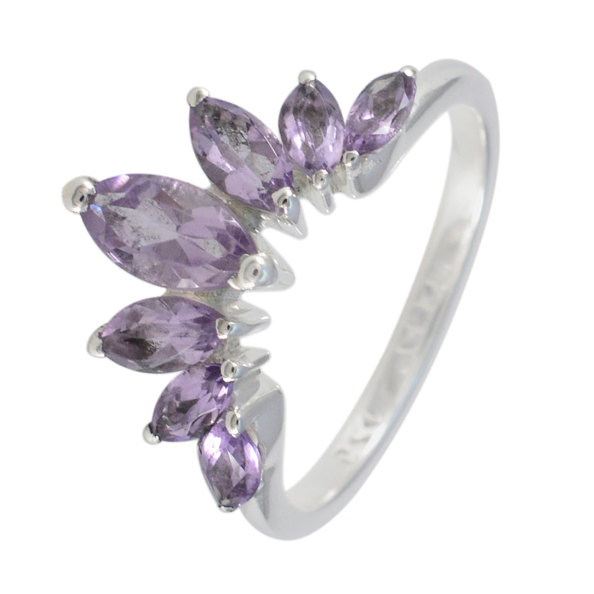 Amethyst Hepta Turkish 925 Silver Purple Gemstones Dainty crown Ring Jewellery