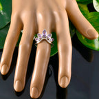 Amethyst Penta American Silver Purple Gems Dainty crown Ring Jewelry