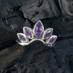 Amethyst Penta American Silver Purple Gems Dainty crown Ring Jewelry