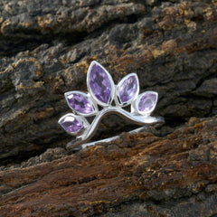 Amethyst Penta American Silver Purple Gems Dainty crown Ring Jewelry