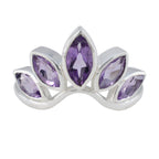 Amethyst Penta American Silver Purple Gems Dainty crown Ring Jewelry