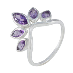Amethyst Penta American Silver Purple Gems Dainty crown Ring Jewelry