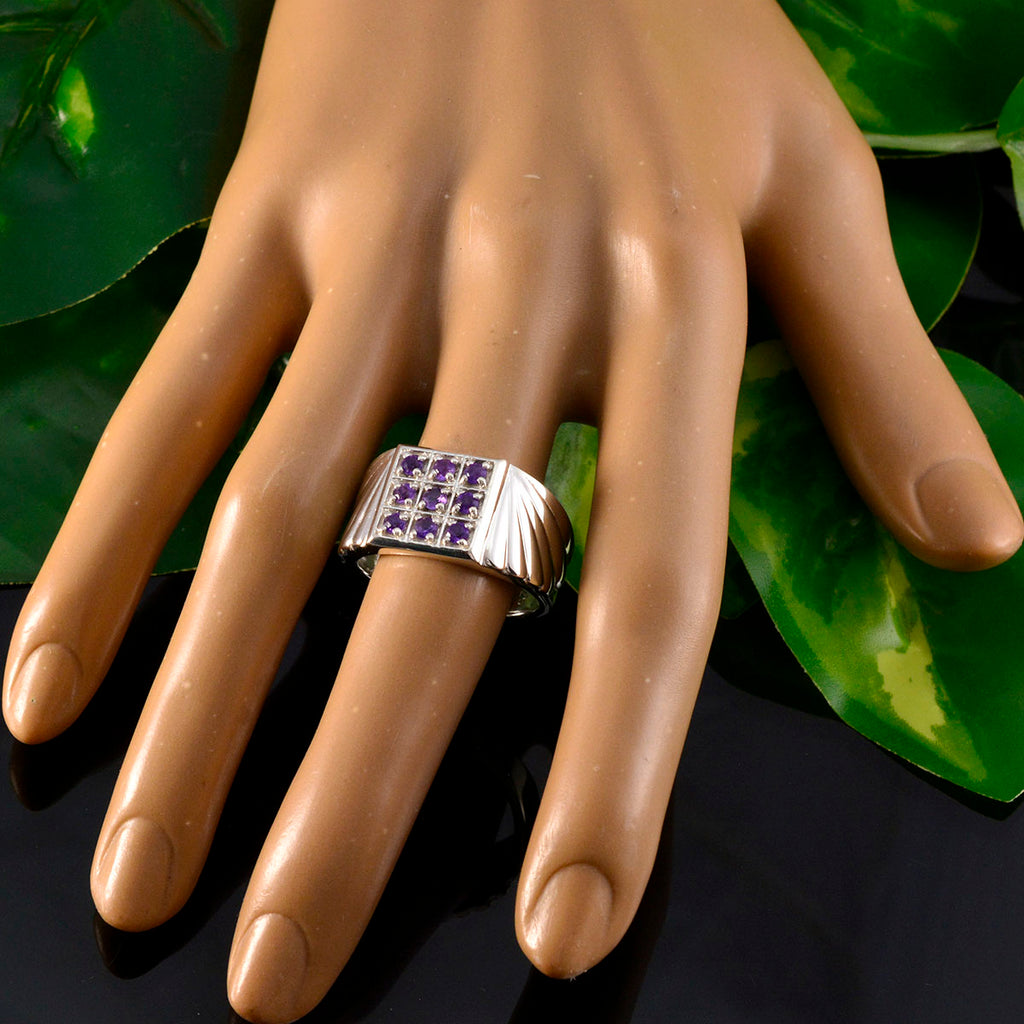 Amethyst navratna Russian 92.5 Silver Purple Gems Versatile Abstract Ring Jewellery