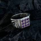 Amethyst navratna Russian 92.5 Silver Purple Gems Versatile Abstract Ring Jewellery