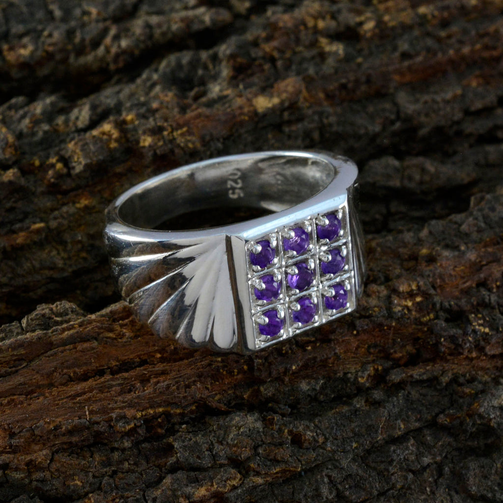Amethyst navratna Russian 92.5 Silver Purple Gems Versatile Abstract Ring Jewellery