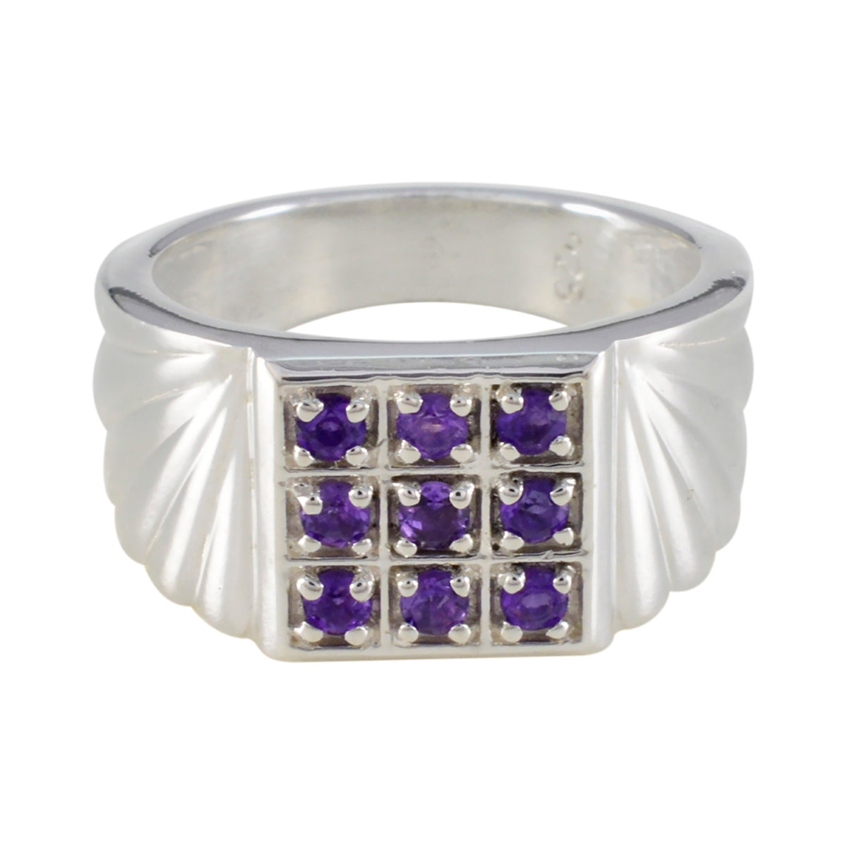 Amethyst navratna Russian 92.5 Silver Purple Gems Versatile Abstract Ring Jewellery メイン画像