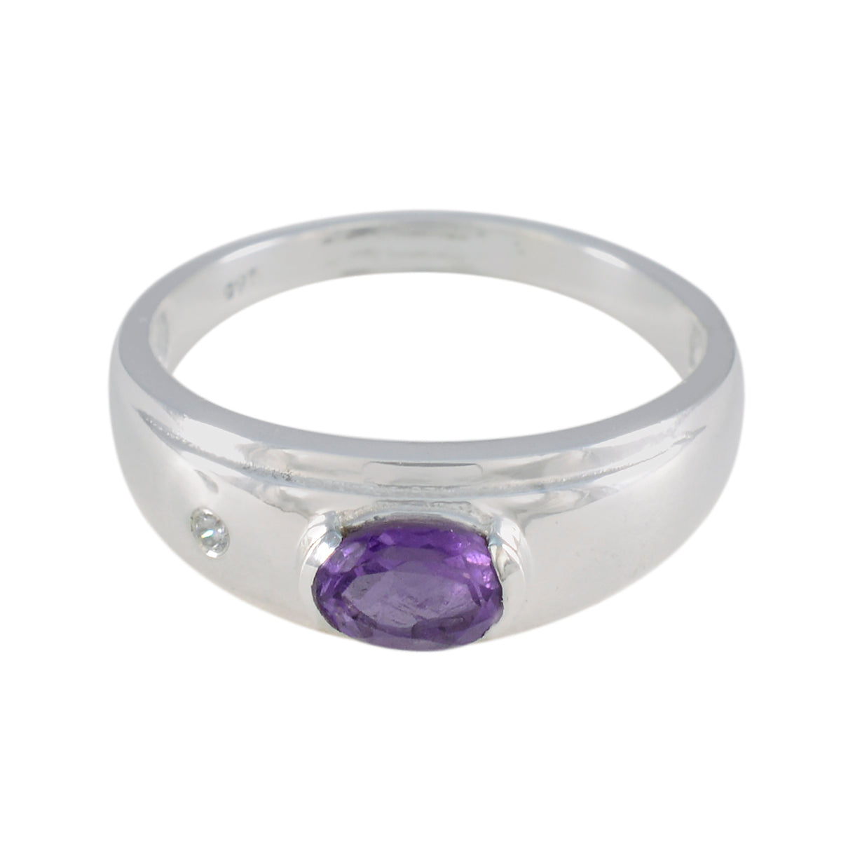 Amethyst Toi et Moi German 92.5 Silver Purple Gemstones Featherlight Feminine Ring Jewellery メイン画像