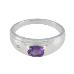 Amethyst Toi et Moi German 92.5 Silver Purple Gemstones Featherlight Feminine Ring Jewellery