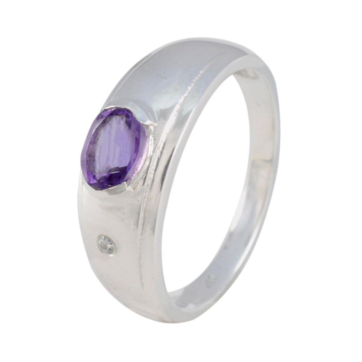 Amethyst Toi et Moi German 92.5 Silver Purple Gemstones Featherlight Feminine Ring Jewellery