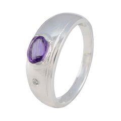 Amethyst Toi et Moi German 92.5 Silver Purple Gemstones Featherlight Feminine Ring Jewellery