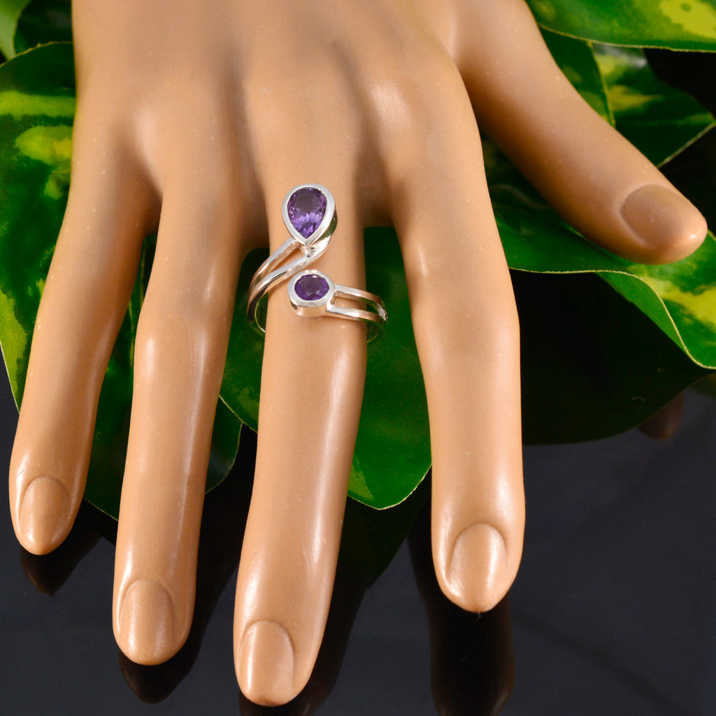 Amethyst Toi et Moi Moroccan Silver Purple Gems Tiny Romantic Ring Jewelry