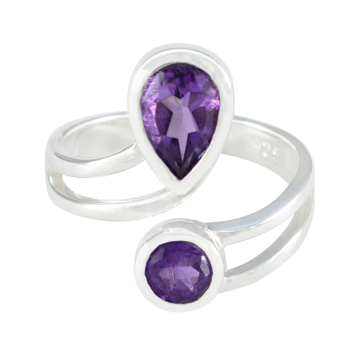 Amethyst Toi et Moi Moroccan Silver Purple Gems Tiny Romantic Ring Jewelry Huvudsaklig produktbild