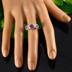 Amethyst Trilogy Japanese 92.5 Silver Purple Gemstones Whisper thin Glamorous Ring Jewellery