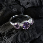 Amethyst Trilogy Japanese 92.5 Silver Purple Gemstones Whisper thin Glamorous Ring Jewellery