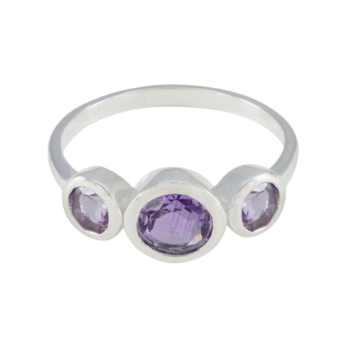 Amethyst Trilogy Japanese 92.5 Silver Purple Gemstones Whisper thin Glamorous Ring Jewellery