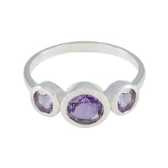 Amethyst Trilogy Japanese 92.5 Silver Purple Gemstones Whisper thin Glamorous Ring Jewellery
