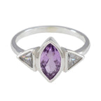 Amethyst Trilogy Turkish 925 Silver Purple Gemstones Whisper thin Feminine Ring Jewelry
