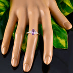 Amethyst Trilogy Japanese 925 Sterling Silver Purple Gems Dainty Contemporary Ring Jewelry