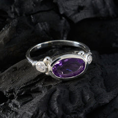Amethyst Trilogy Turkish Silver Purple Gemstone Whisper thin Abstract Ring Jewellery