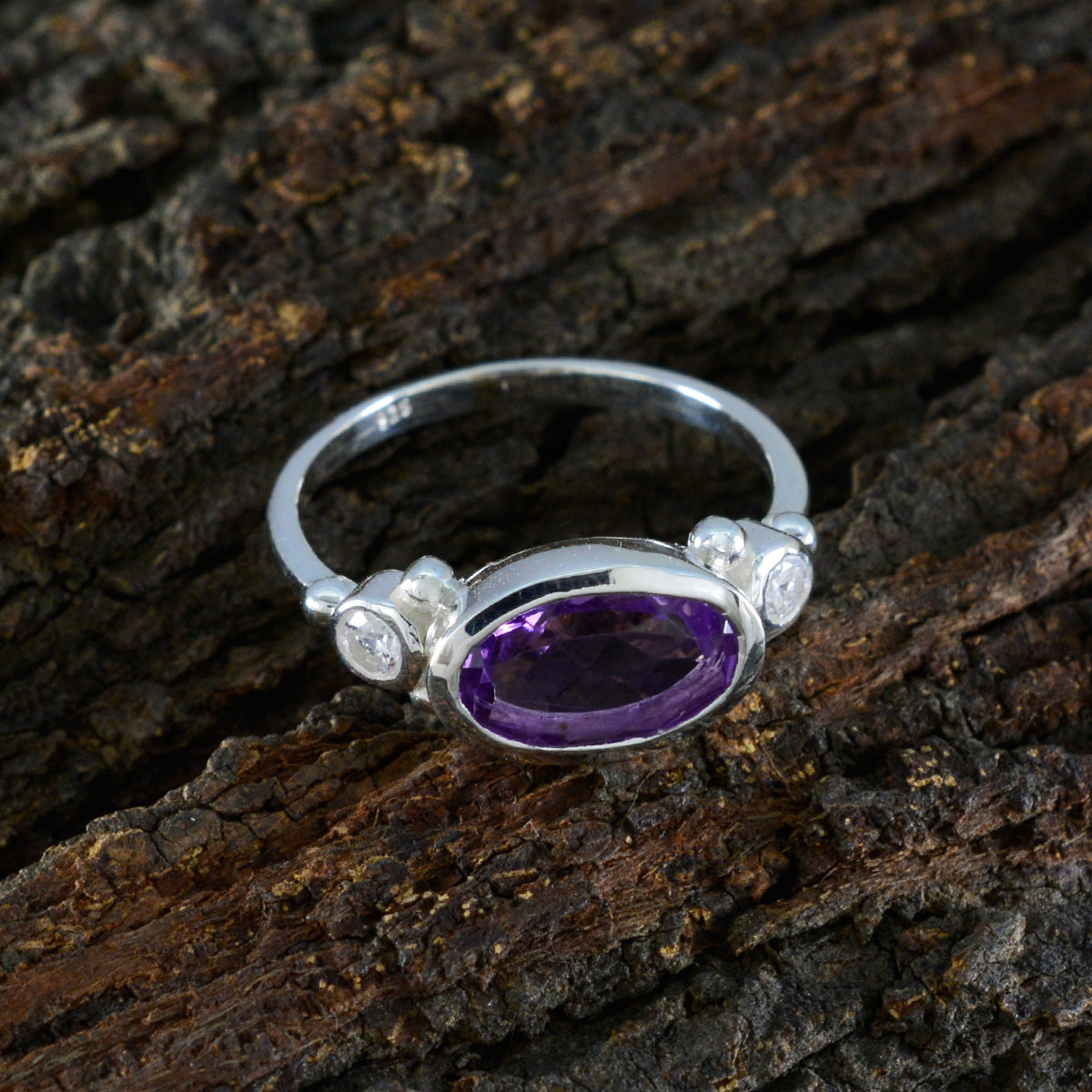 Amethyst Trilogy Turkish Silver Purple Gemstone Whisper thin Abstract Ring Jewellery