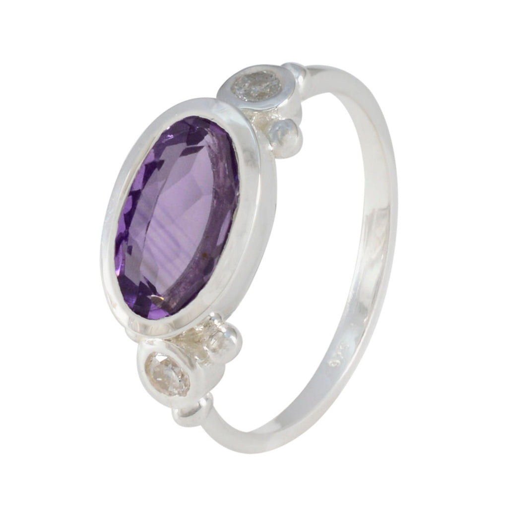 Amethyst Trilogy Turkish Silver Purple Gemstone Whisper thin Abstract Ring Jewellery