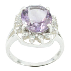Amethyst Halo German 925 Silver Purple Gemstone Tiny Glamorous Ring Jewelry