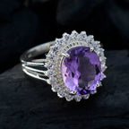 Amethyst Halo Moroccan Silver Purple Gemstones Classic Signet Ring Jewelry