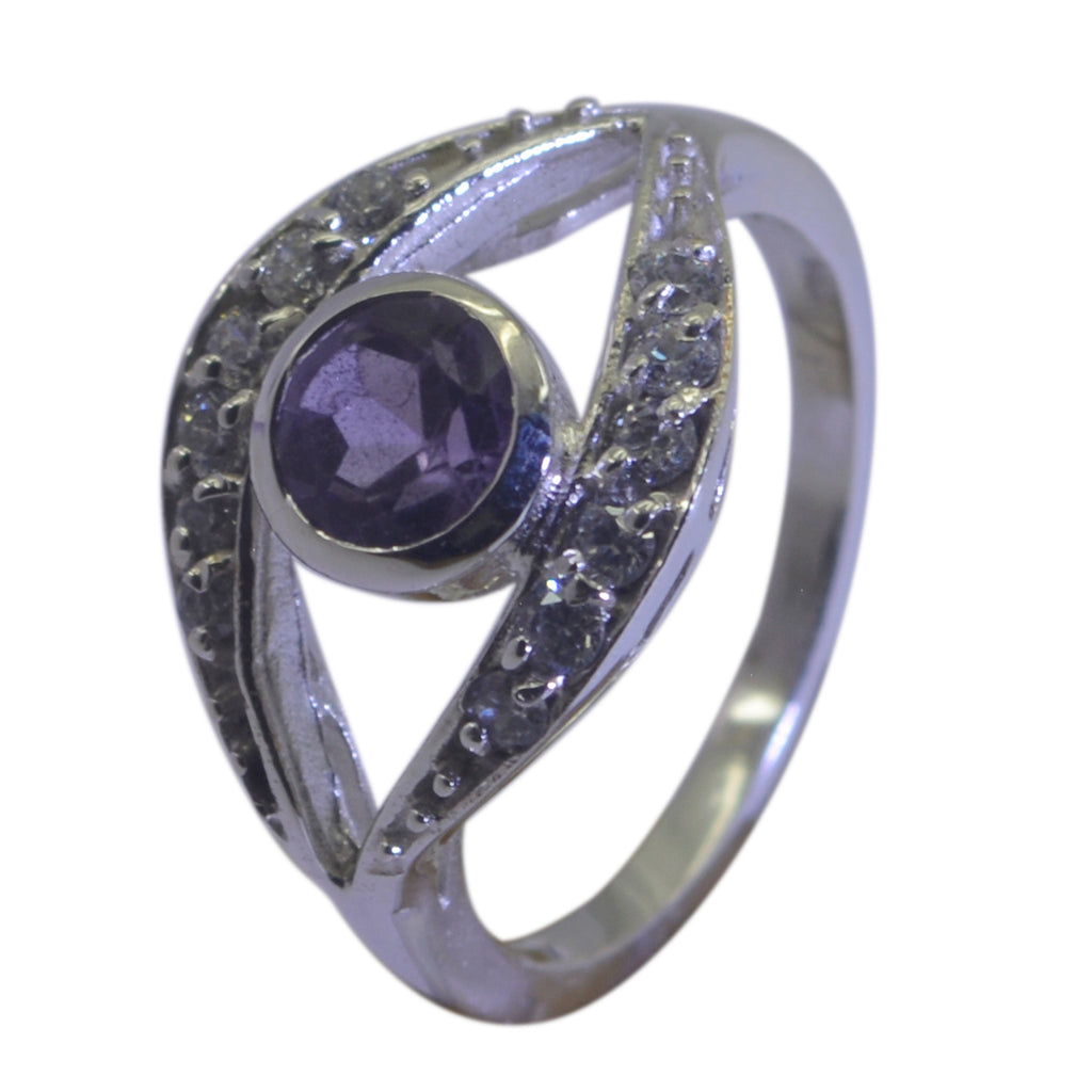 Amethyst Halo Japanese 92.5 Silver Purple Gemstone Whisper thin Fairytale Ring Jewelry