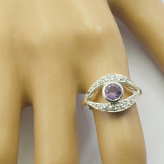 Amethyst Halo Japanese 92.5 Silver Purple Gemstone Whisper thin Fairytale Ring Jewelry