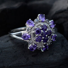 Amethyst multiple African 925 Silver Purple Gemstones Tiny Abstract Ring Jewelry