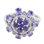 Amethyst multiple African 925 Silver Purple Gemstones Tiny Abstract Ring Jewelry