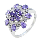 Amethyst multiple African 925 Silver Purple Gemstones Tiny Abstract Ring Jewelry