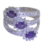 Iolite Trilogy Russian Silver Blue Gems Essential  Modern Ring Jewelry