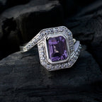 Amethyst Halo Egyptian 925 Sterling Silver Purple Gems Eye catching Modern Ring Jewellery