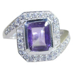 Amethyst Halo Egyptian 925 Sterling Silver Purple Gems Eye catching Modern Ring Jewellery