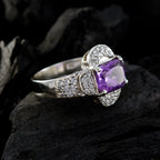 Amethyst Halo Indian 925 Silver Purple Gems Mid weight Contemporary Ring Jewelry