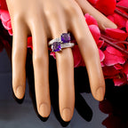 Amethyst Toi et Moi African 92.5 Silver Purple Gemstone Mid weight Abstract Ring Jewellery