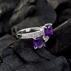 Amethyst Toi et Moi African 92.5 Silver Purple Gemstone Mid weight Abstract Ring Jewellery
