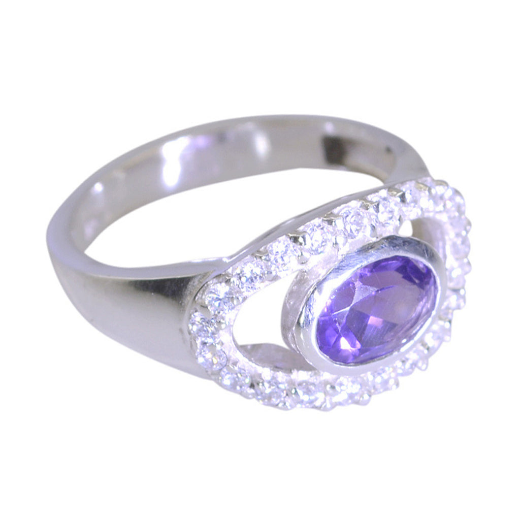 Amethyst Halo Korean 925 Sterling Silver Purple Gemstone Whisper thin Feminine Ring Jewellery