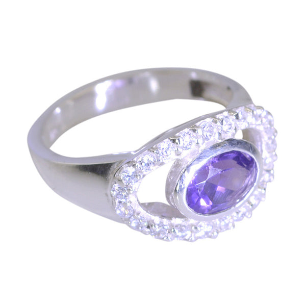 Amethyst Halo Korean 925 Sterling Silver Purple Gemstone Whisper thin Feminine Ring Jewellery