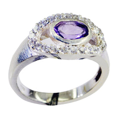 Amethyst Halo Korean 925 Sterling Silver Purple Gemstone Whisper thin Feminine Ring Jewellery