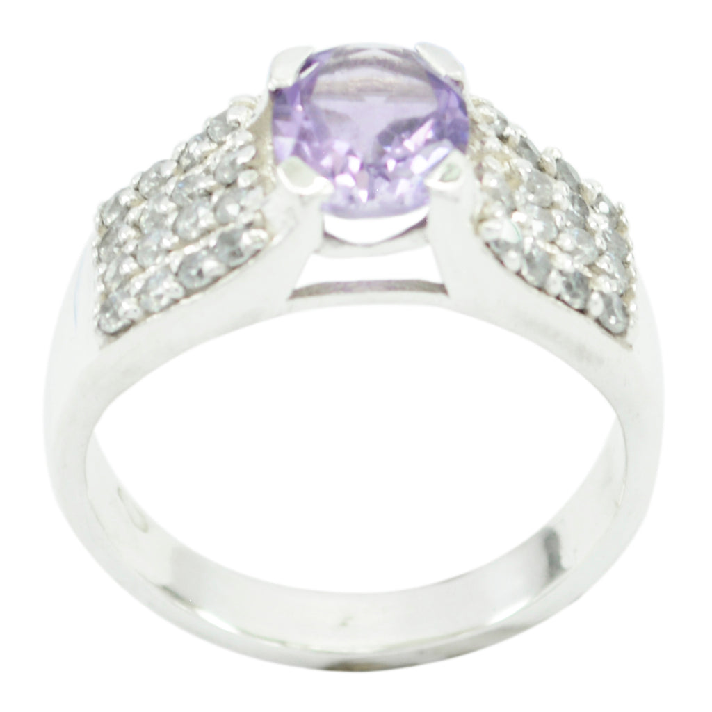 Amethyst Halo Indian 925 Silver Purple Gems Minimal Boho Ring Jewelry