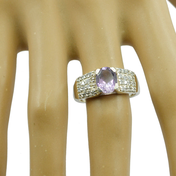 Amethyst Halo Indian 925 Silver Purple Gems Minimal Boho Ring Jewelry